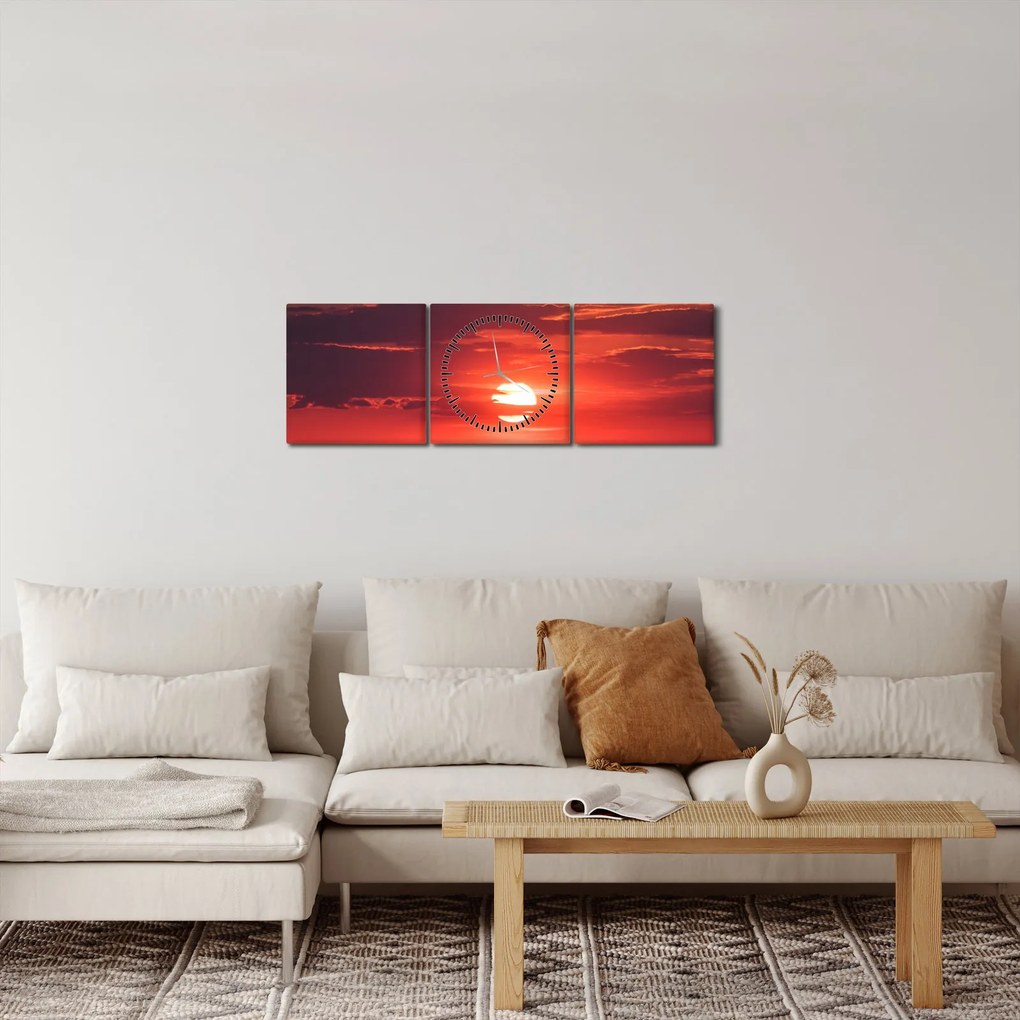 Színes nap képe (órával) (90x30 cm)