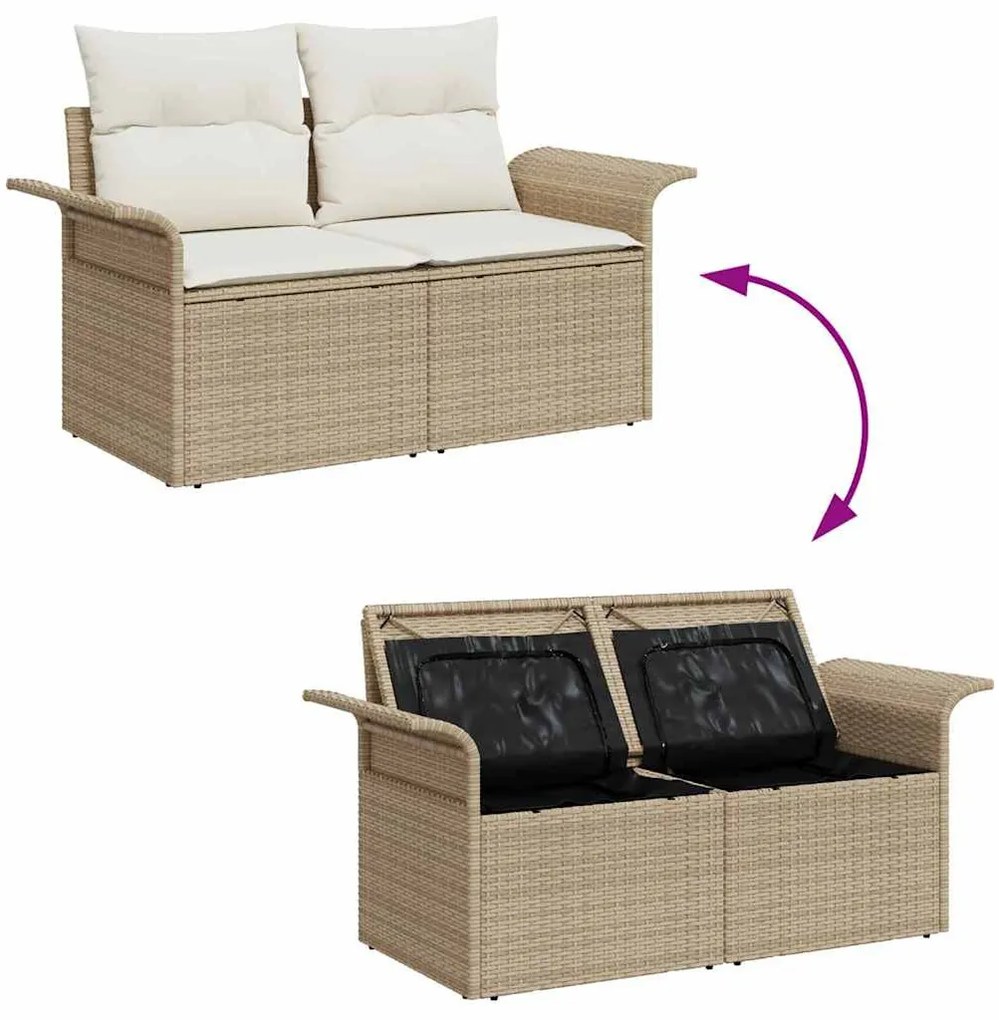 Kerti Kanapé Szett 10 pcs Beige és krém 55 x 55 x 37 cm