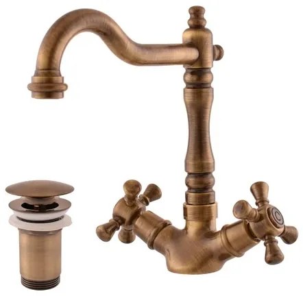 Mosdó csaptelep RAV SLEZÁK MORAVA clic-clac rendszerrel régi sárgaréz MK321.58SM