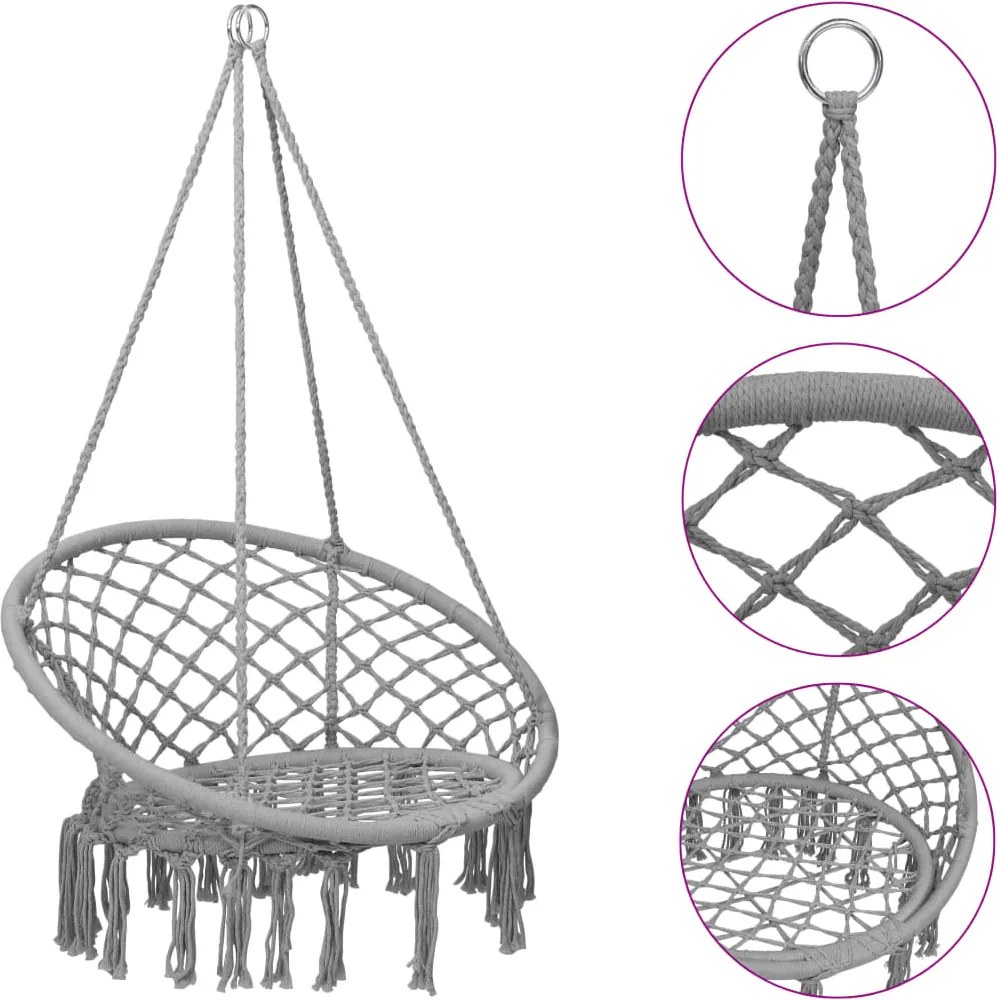 vidaXL szürke függőszék 80 cm