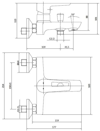 Cersanit S952-003 fürdőkád szett MILLE csapteleppel, fényes króm