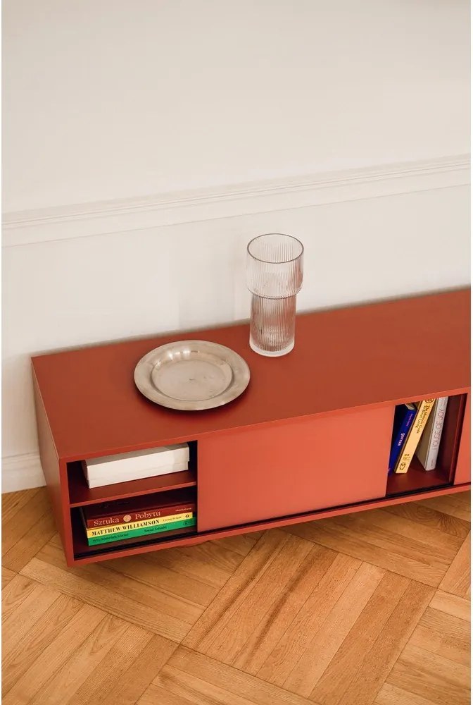 Terrakotta színű TV-állvány 160x48x42 cm Taro – noo.ma