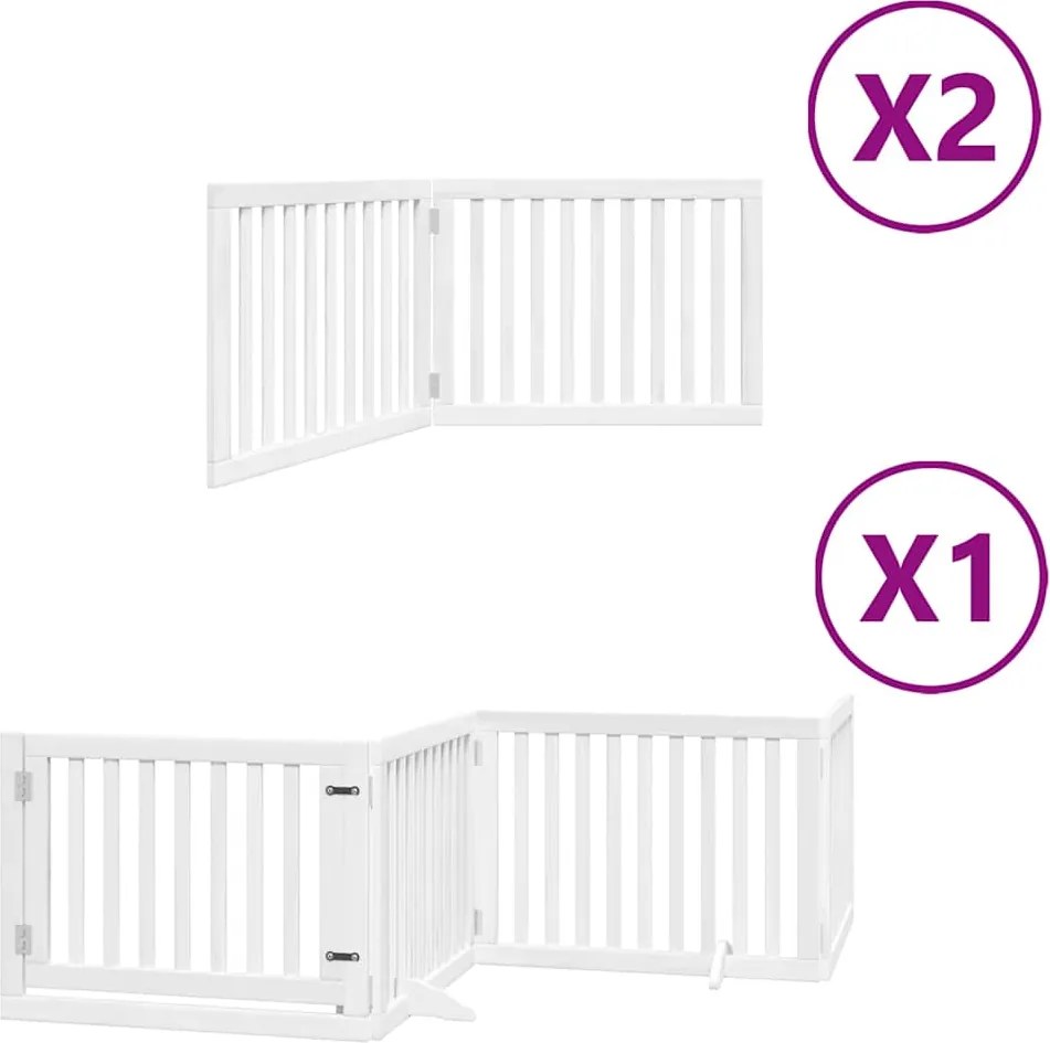 vidaXL fehér nyárfa 8 paneles összecsukható kutyakapu ajtóval 640 cm