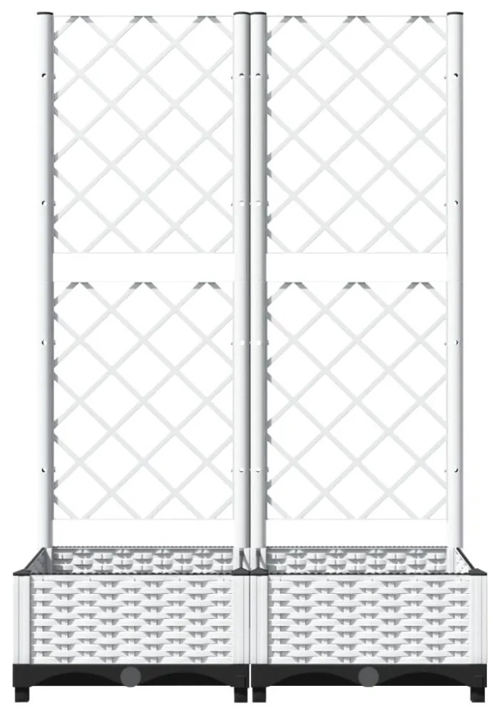 fehér polipropilén rácsos kerti ültetőláda 80 x 40 x 121,5 cm