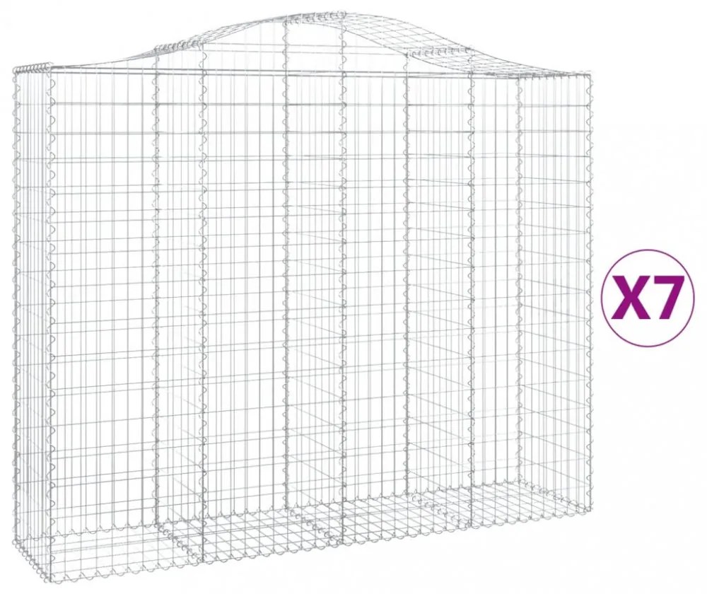 7 db íves horganyzott vas gabion kosár 200x50x160/180 cm