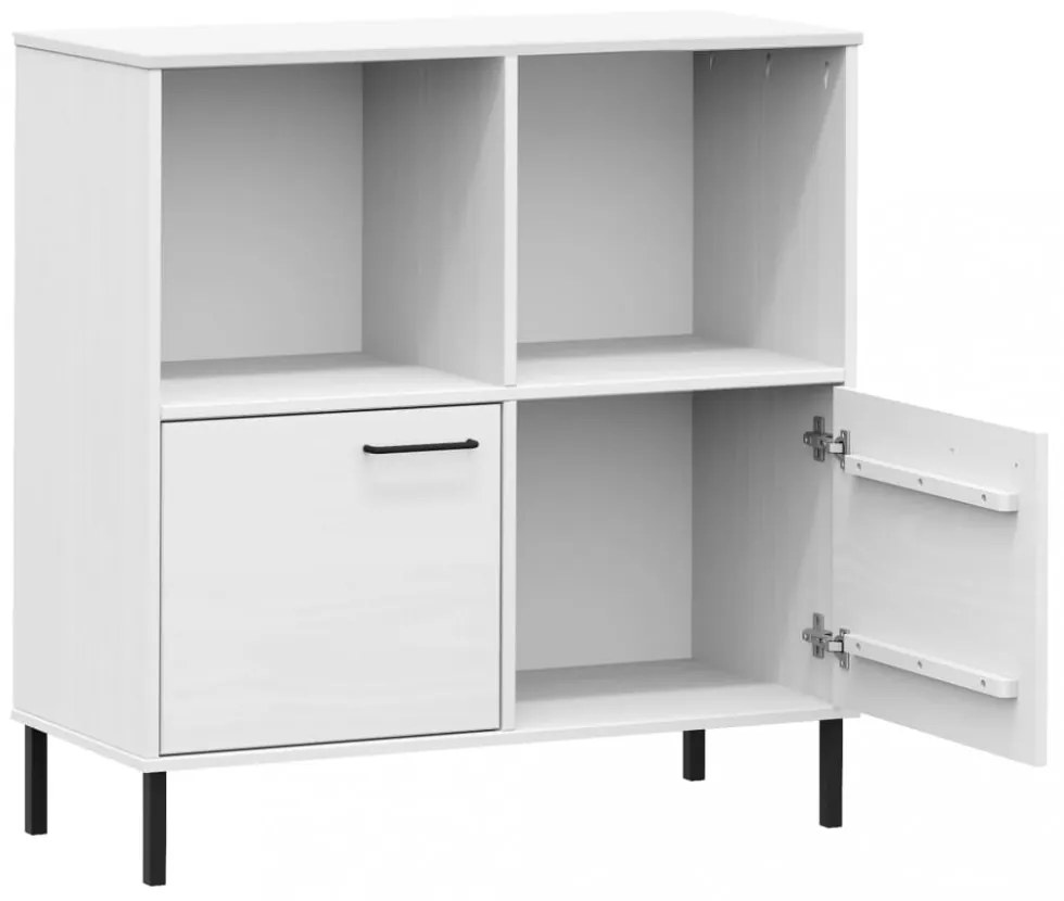 OSLO fehér tömör fa könyvszekrény fém lábakkal 90x35x90,5 cm