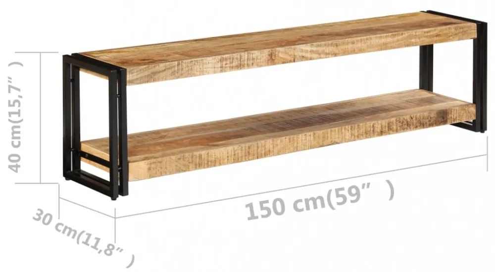 tömör mangófa TV-szekrény 150 x 30 x 40 cm