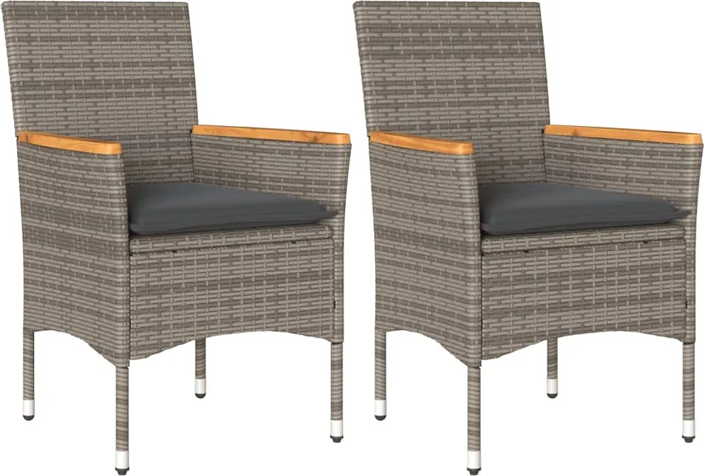 vidaXL 2 db szürke polyrattan kerti szék párnával