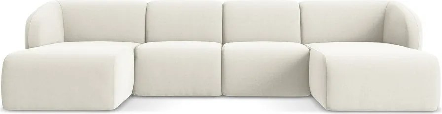 Bézs bársony (U alakú) sarokkanapé Lani – Makamii