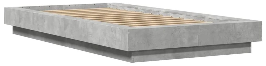 betonszürke szerelt fa ágykeret 90 x 190 cm