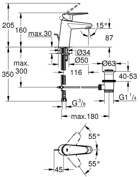 GROHE 3319020E - EURODISC COSMOPOLITAN mosdócsaptelep, S méret, króm
