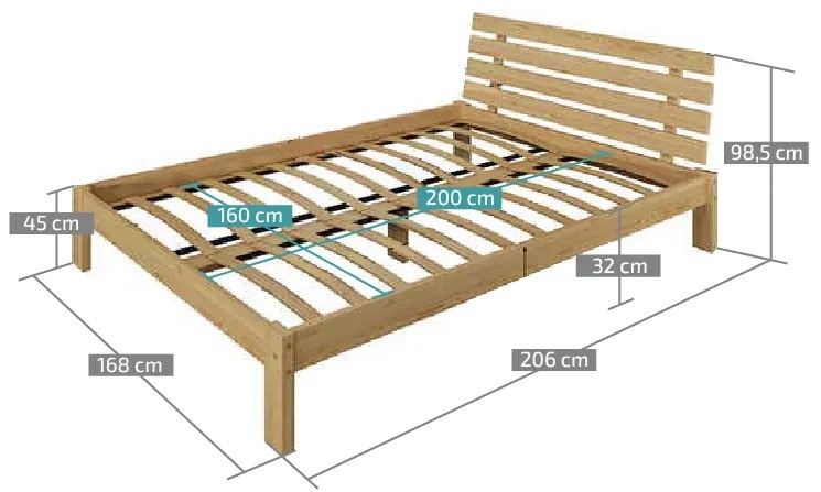 PARIS magasított ágy 160x200 cm, fehér Ágyrács: Léces ágyrács, Matrac: Coco Maxi 20 cm matrac