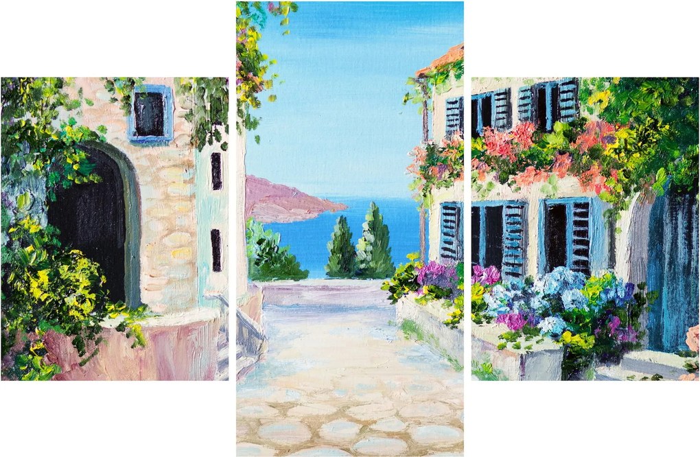 Kép - görög utca, olajfestmény (90x60 cm)