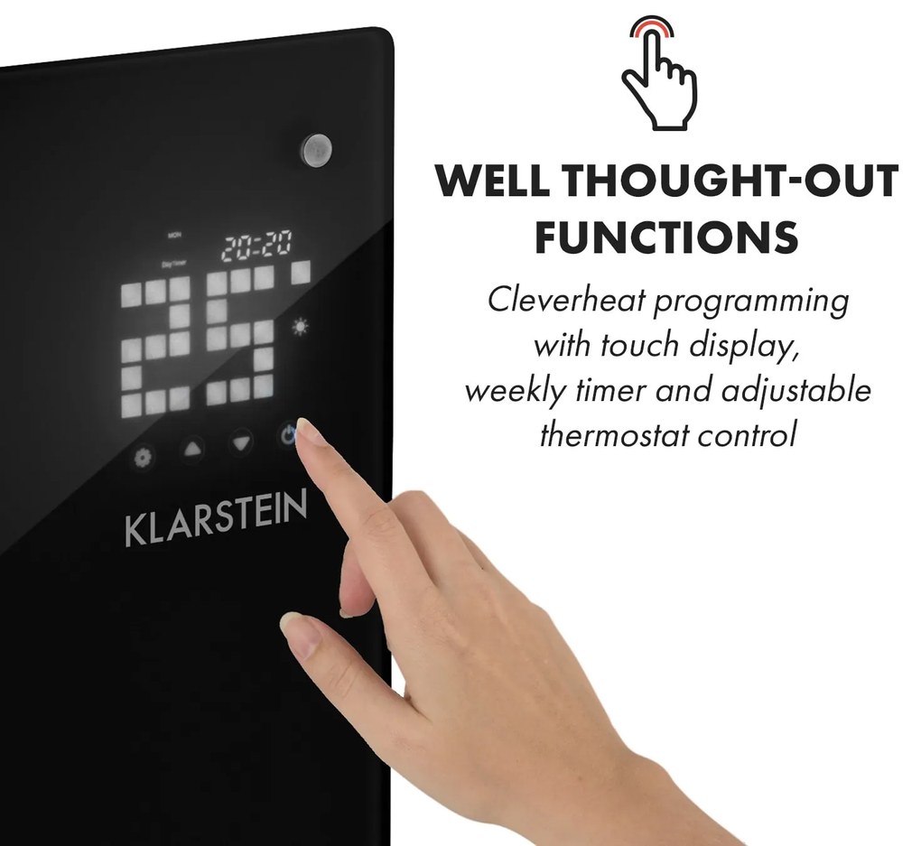 Klarstein Bornholm Curved Ambient, konvektor, 1000/2000 W, fekete
