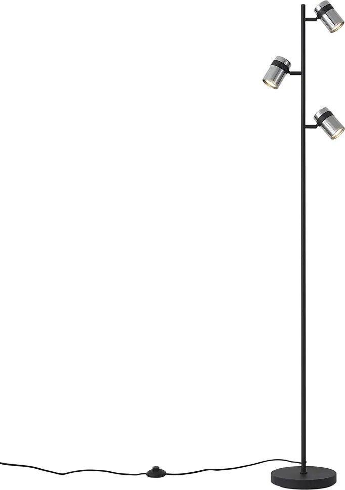 Modern fekete állólámpa füstüveggel, 3 égős - Gianni