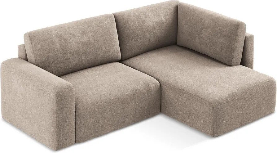 Bézs zsenília kinyitható-tárolóhelyes sarokkanapé (jobb oldali-L alakú) Kona – Makamii