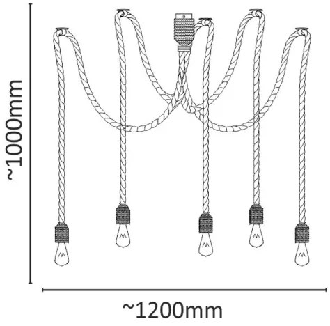 Csillár zsinóron ROPE CASA 5xE27/12W/230V pók
