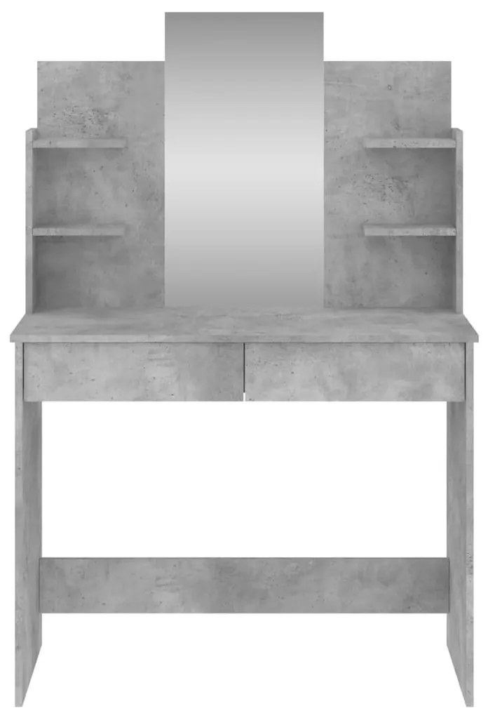 betonszürke fésülködőasztal tükörrel 96 x 39 x 142 cm
