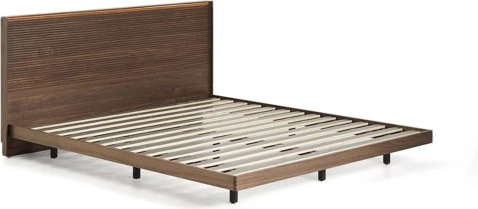 Barna nyírfa franciaágy ágyráccsal 160x200 cm Norlen – Kave Home