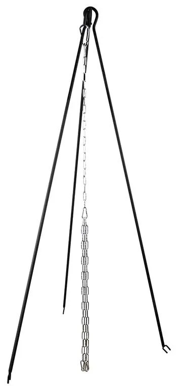Tűzrakó tálra szerelhető fém bográcstartó állvány lánccal, 118 cm