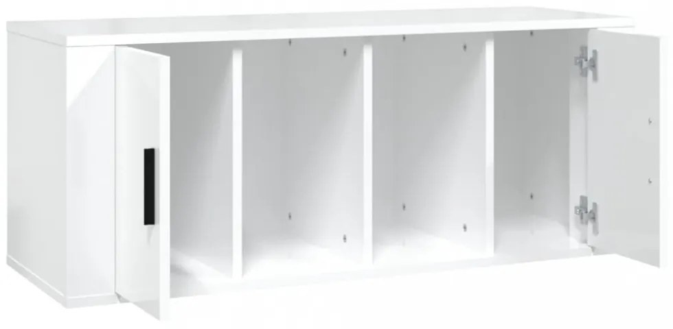 fehér magasfényű szerelt fa TV-szekrény 100x35x40 cm