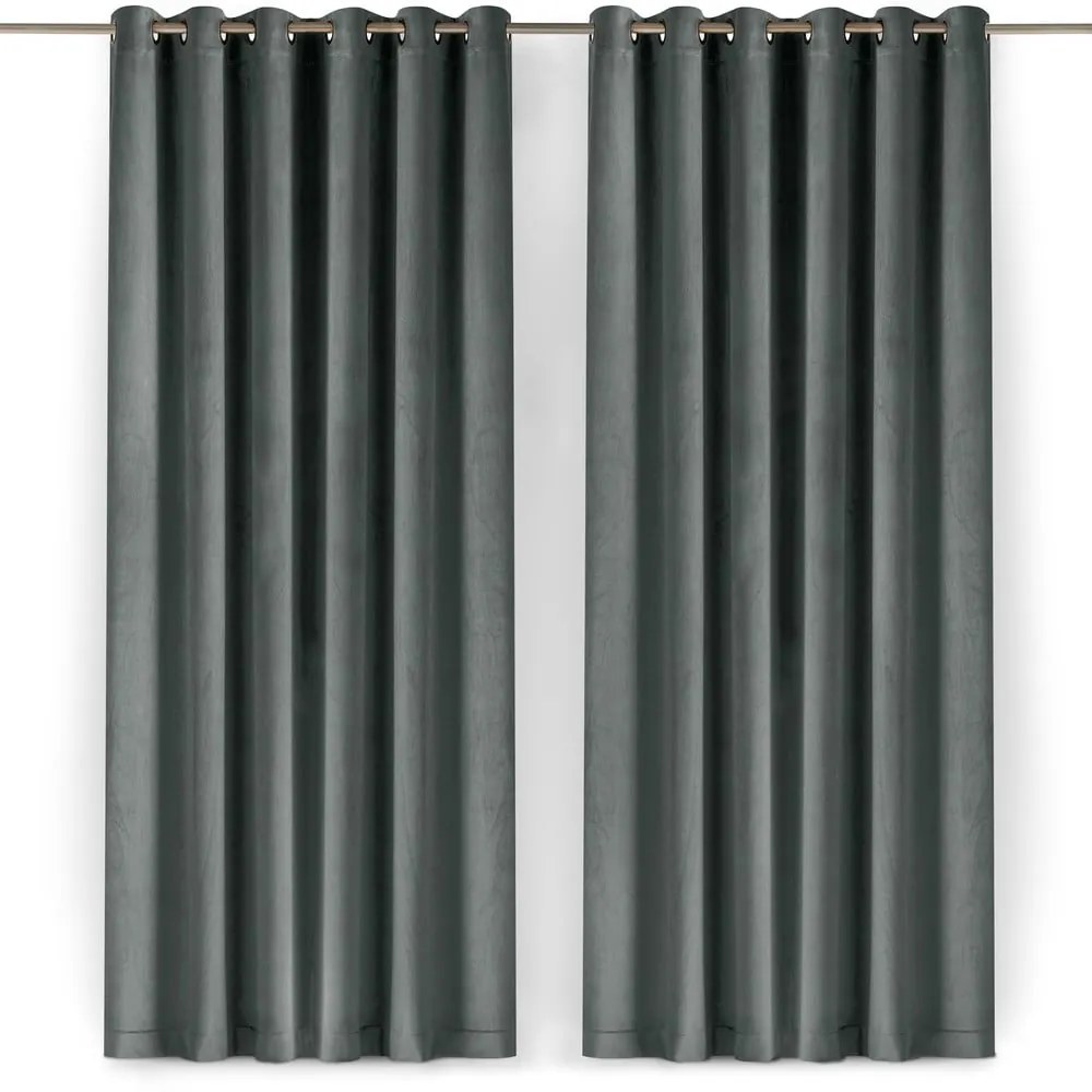 Sötétszürke bársony dimout (részleges sötétítő) függöny 140x250 cm Velto – Filumi