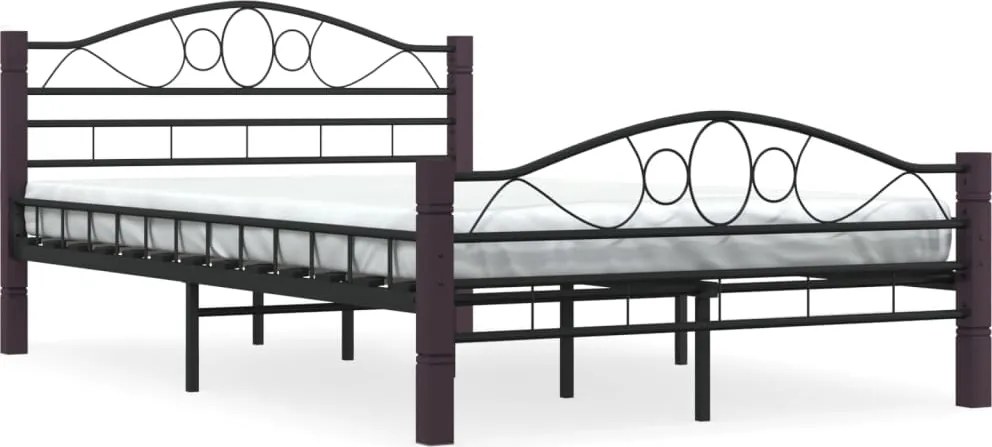 vidaXL fekete fém ágykeret 120 x 200 cm