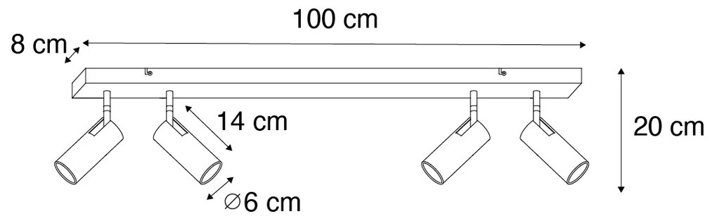 Modern mennyezeti reflektor fekete bronz színnel 4-lámpás állítható - Renna