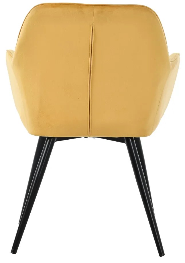 Scaun de sufragerie tapițat cu catifea galbenă, elegant, în carouri. Treviso