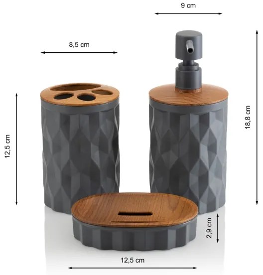 Fürdőszobai készlet REINA 5 db antracit/barna