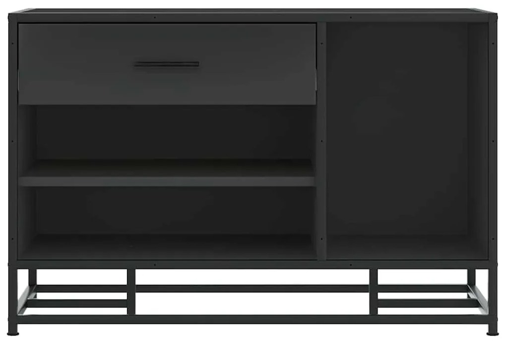 Cipőpad Fekete 80x40x53,5 cm Fából és fémből készült pad