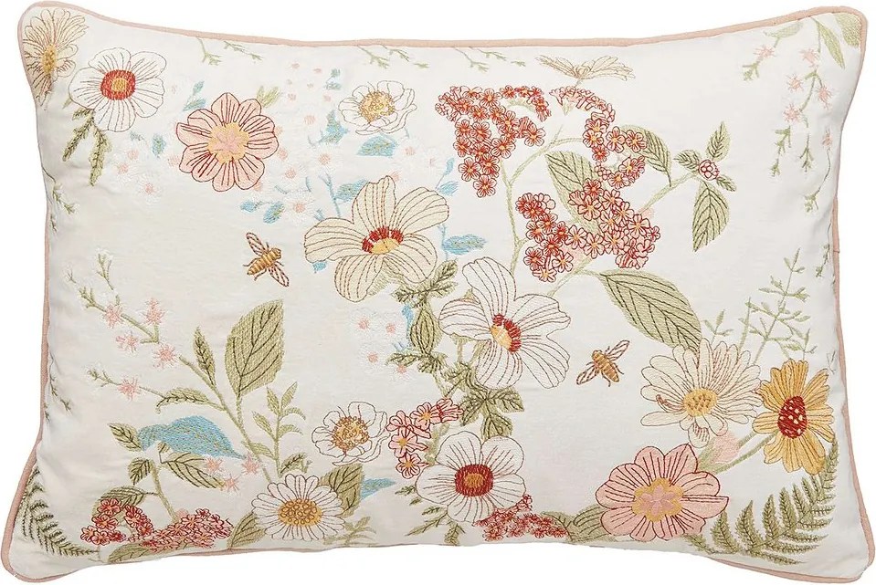 COTTON VELVET hímzett pamutbársony párna 40x60 cm, virágos