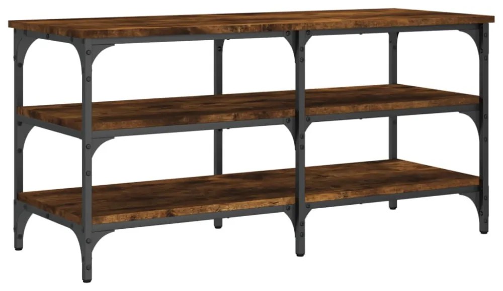 füstös tölgy színű szerelt fa cipőtároló pad 100 x 38,5 x 49 cm