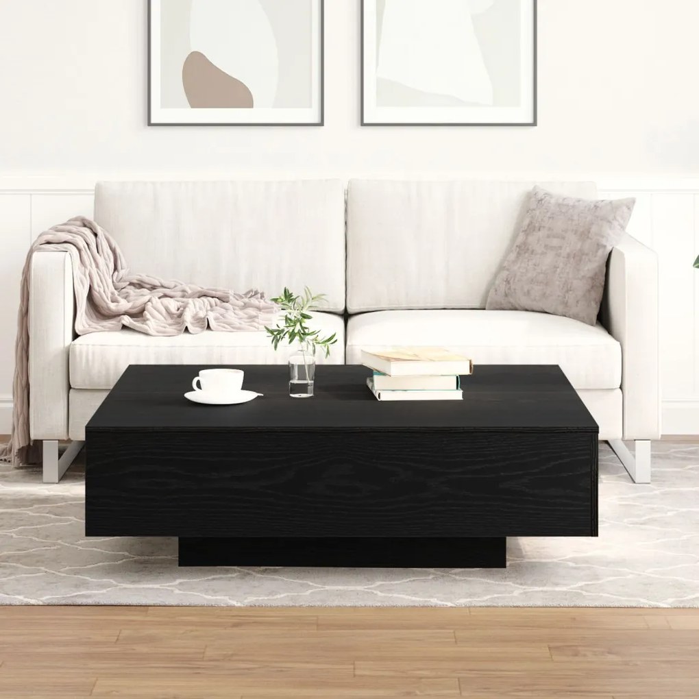 Fekete Tölgy Dohányzóasztal 100x100x31 cm Mérnöki Fa