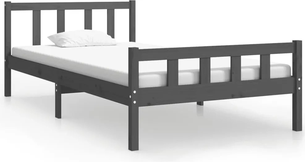 vidaXL szürke tömör fa ágykeret 100 x 200 cm