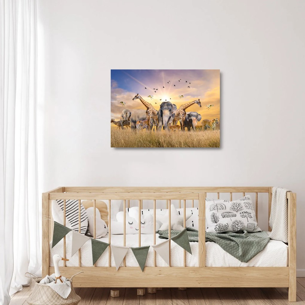 Kép - Afrikai állatok (üvegen) (70x50 cm)