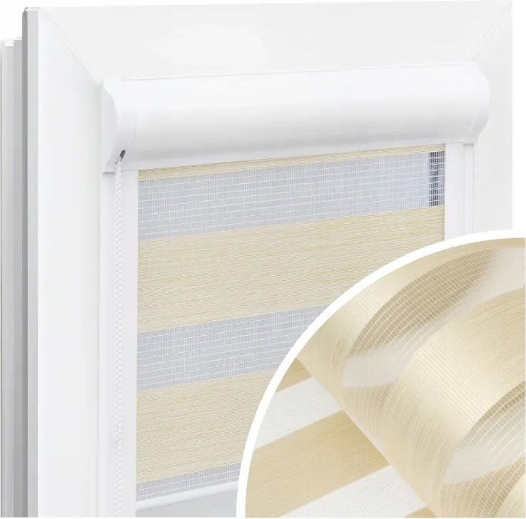 Roló Éjjel-Nappal Kazettás Vezetősínekkel 63x150 cm Bézs Beltéri