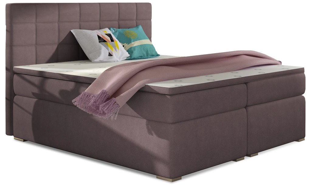 Franciaágy Boxspring 160 cm Abbie (rózsaszín) (matracokkal). 1027421