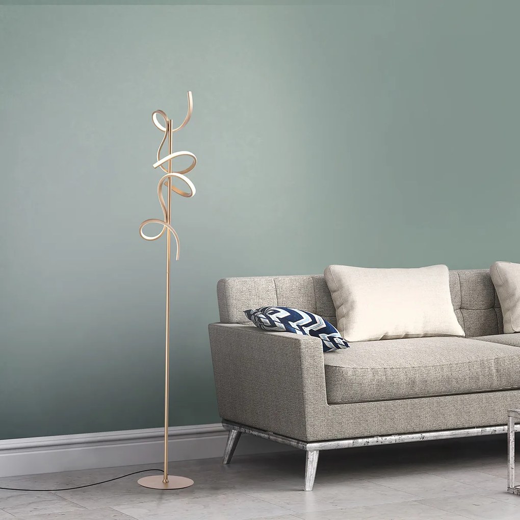 Design állólámpa sárgarézzel, LED-del és dimmerrel - Krisscross