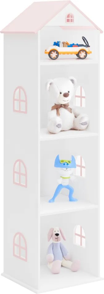 Gyerek könyvespolc, fehér/rózsaszín, MAISON TYP 2