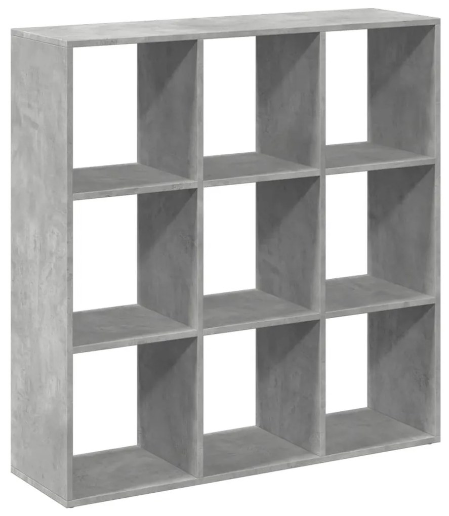 betonszürke szerelt fa elválasztó könyvespolc 102x29x103,5 cm