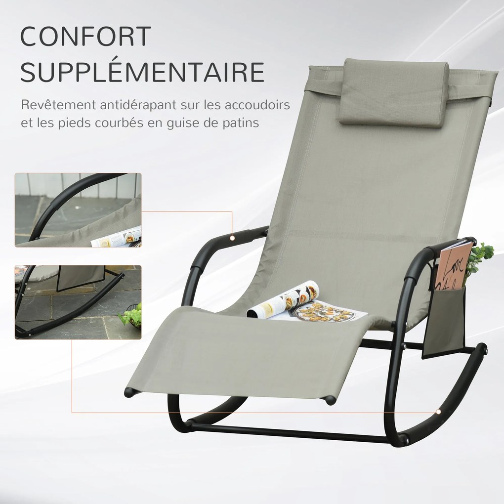Outsunny Ergonomikus Hinta Szék - Levehető Fejtámasz, Kartámaszok, Tároló Zseb - Világosszürke Fém Epoxi Textilene | Aosom