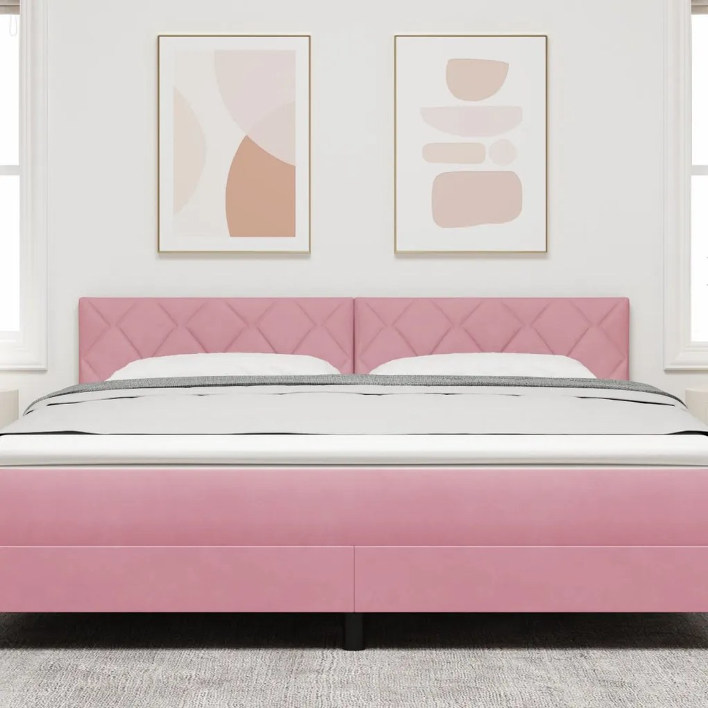 Fejtámla Gyémánt Blokkok Design Rózsaszín 180 cm Bársony