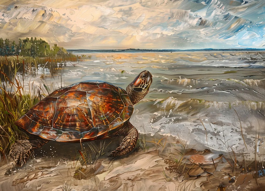 Poszter 18x13cm Tengerparti teknős