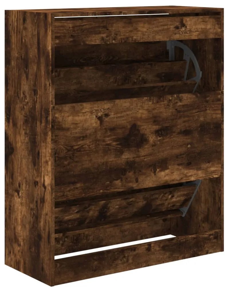 füstös tölgy színű szerelt fa cipőszekrény 80 x 34 x 96,5 cm