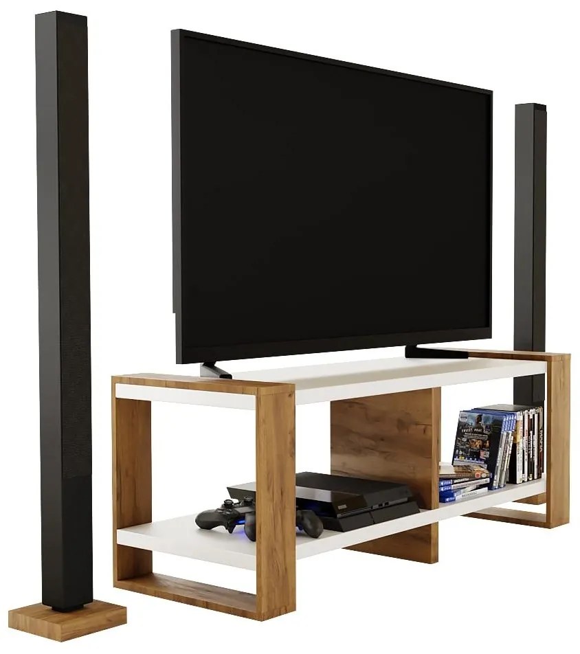 TV asztal Nico (arany craft + fehér). Akció -15%. 1092043