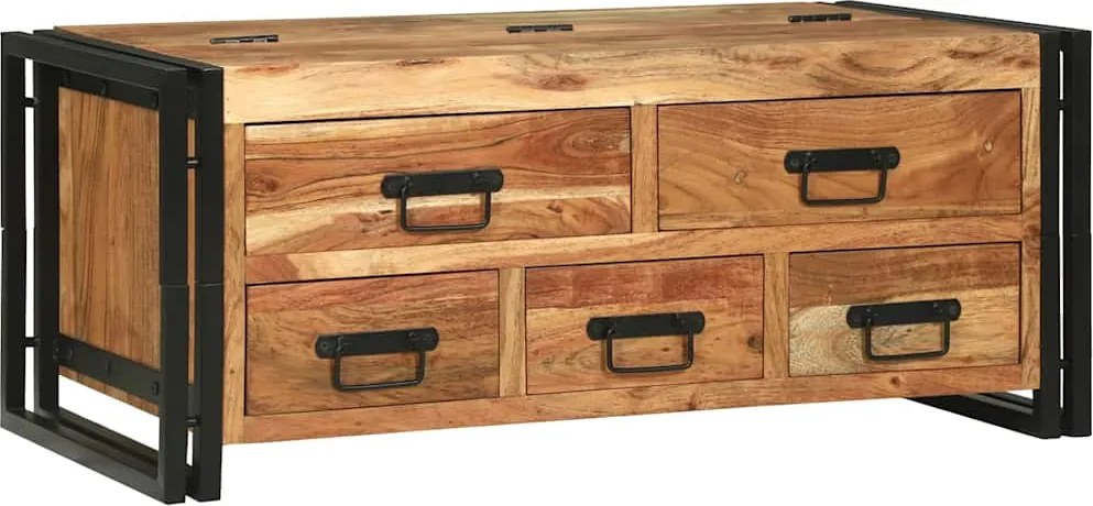 vidaXL Dohányzóasztal fiókkal Barna 90 x 50 x 38 cm Tömör Akácfa