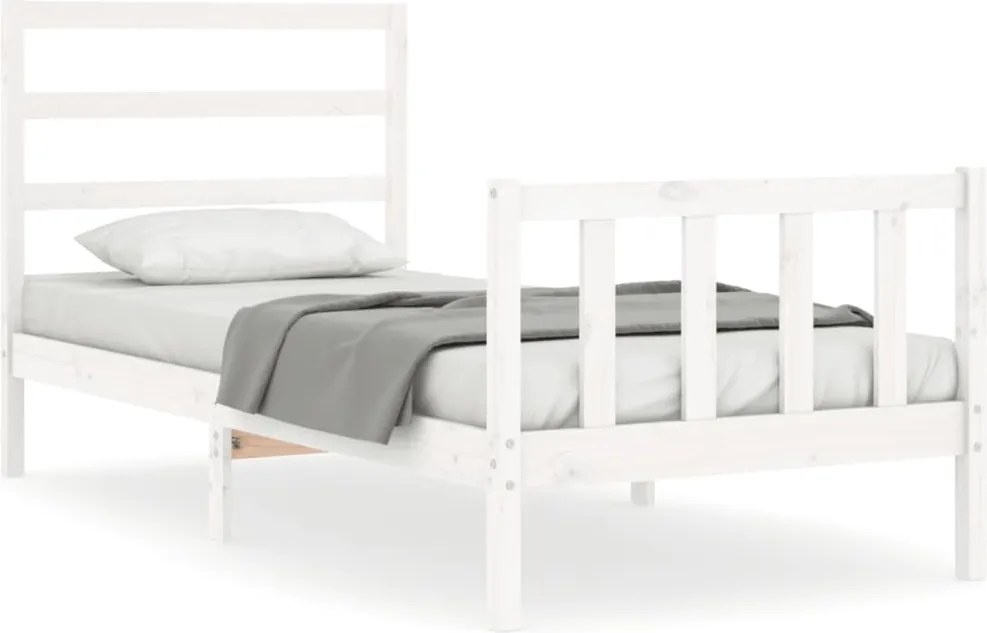 vidaXL fehér tömör fenyőfa ágykeret matrac nélkül 90 x 190 cm