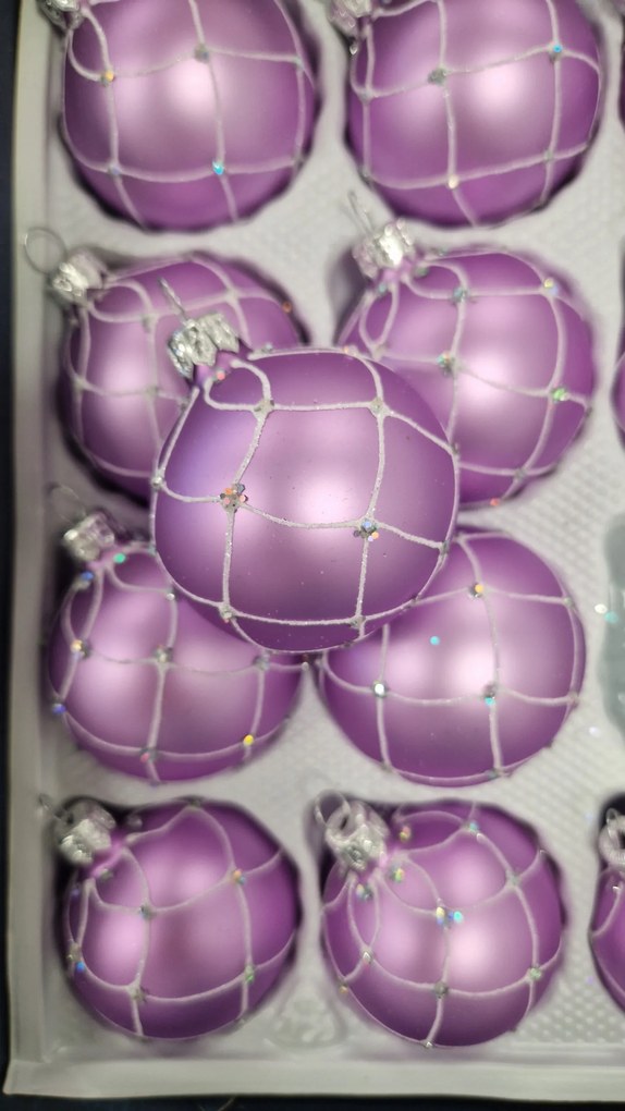 Lila matt karácsonyfadísz szett 12 db