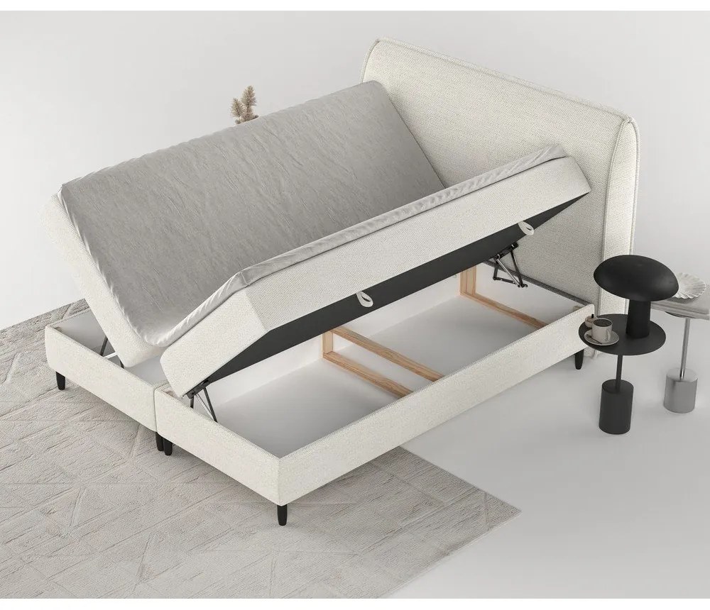 Krémszínű ágyneműtartós boxspring ágy 140x200 cm Melba – Maison de Rêve